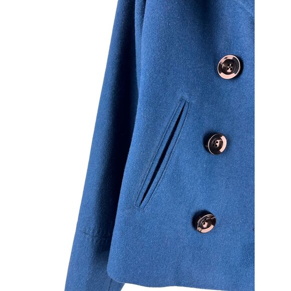 Merona Peacock Blue Double Breasted Fully Lined Pea Coat, Women's Size Medium - Picture 5 of 10